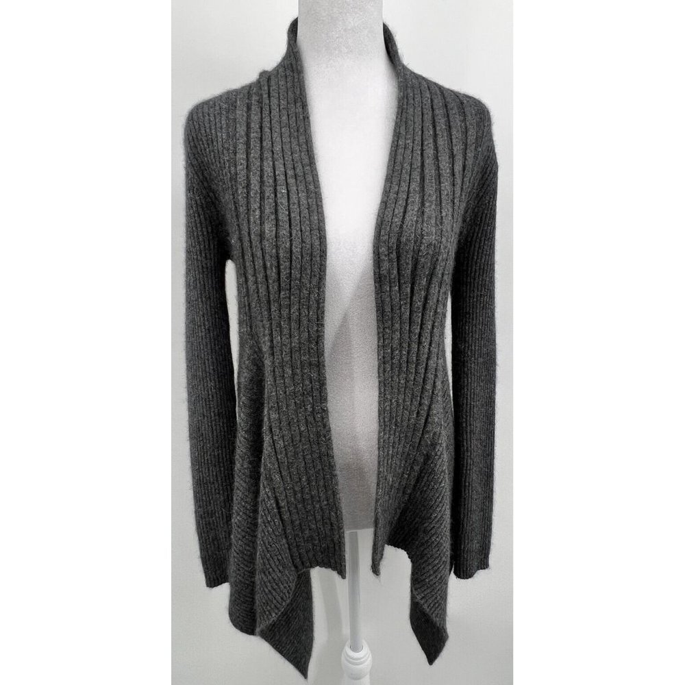Mercer & Madison Angora Blend Open Cardigan Sweater Womens Size S Gray Rib Knit